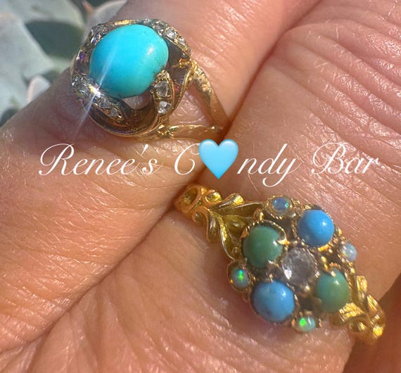 Antique Gold Flower Clover Ring – Multi-Gemstone … - image 1