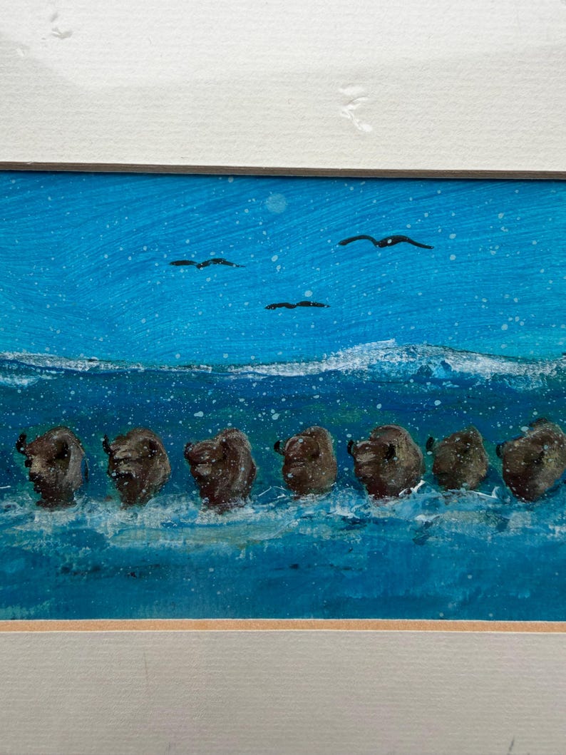 Original Ronald Chee Buffalo Painting – Native American Art, Scenic ...