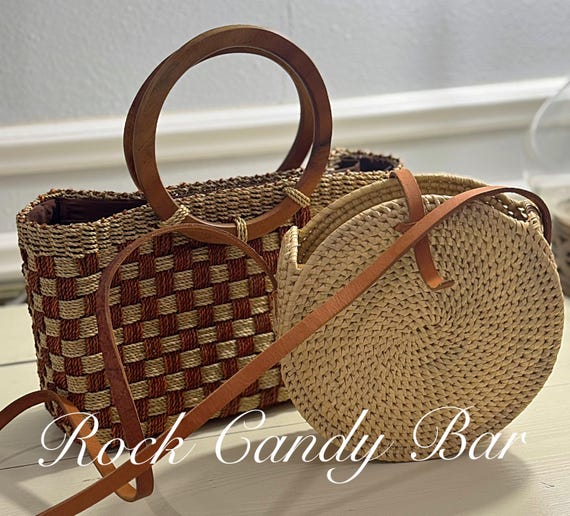Vintage Raffia Sommer Taschen Natürliche gewebte Handtaschen