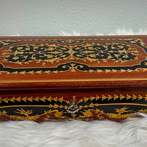 Vintage Large Jewelry Music Box Made in Italy by Reuge 1960s Amazing Quality Vintage Inlay Music Jewelry Box with Key We&#39;ve Only Just Begun