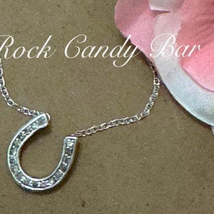 Antique 14K White Gold Diamond Horseshoe Necklace – Lucky Pendant, Vintage Layering Necklace, Good Luck Jewelry Gift