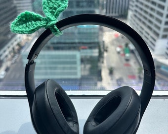 Crochet Sprout Leaf Headphones Accessory/Bookmark/Cable Cord Organizer/Bag Accessory