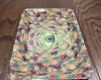 Metal Small Herb Rolling Tray - Evil Eye