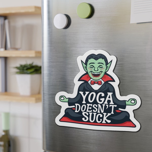 Yoga Doesn't Suck - Dracula Vampire Halloween Monster Themed Vinyl Die-Cut Magnets