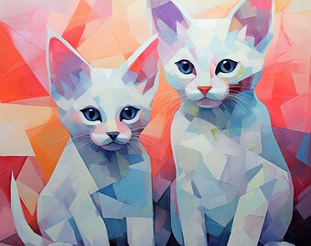 Printable Abstract Art, Cats, Home Decor