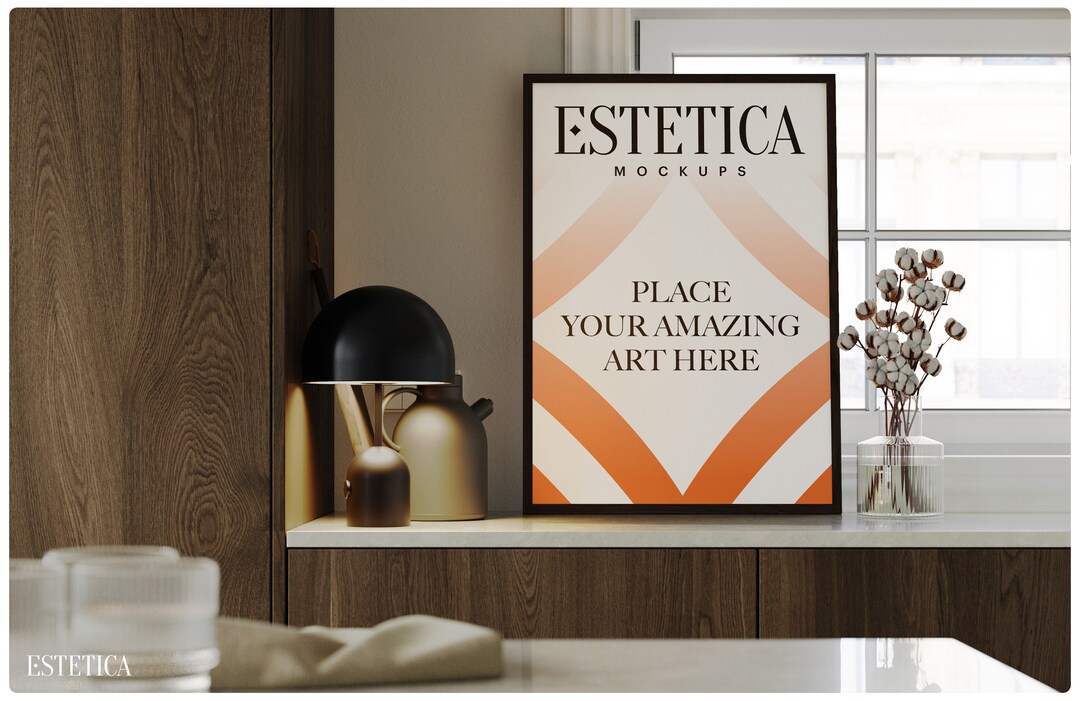 Cozy Interior Styled Dark Brown Wood Frame 4K Resolution Digital Design