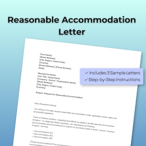 Reasonable Accommodation Letter Template | Multipurpose for Work, School, Housing, etc. | Editable Word & Google Docs
