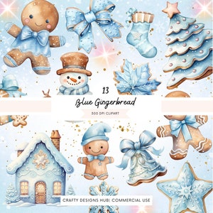 blue christmas png, blue watercolour Christmas clipart, Christmas clipart, holiday clipart, Santa Clipart, christmas png, blue gingerbread