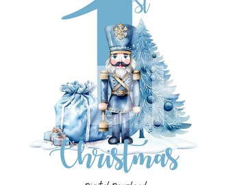 blaues erstes Weihnachten PNG, blaue Weihnachten Clipart, blauer Nussknacker png, blaues erstes Weihnachten, 1st Christmas Sublimation, blaue Weihnachten png