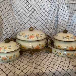 Vintage HiMark Gourmet &quot;Saltera&quot; 7 Piece Enamel Cookware Set