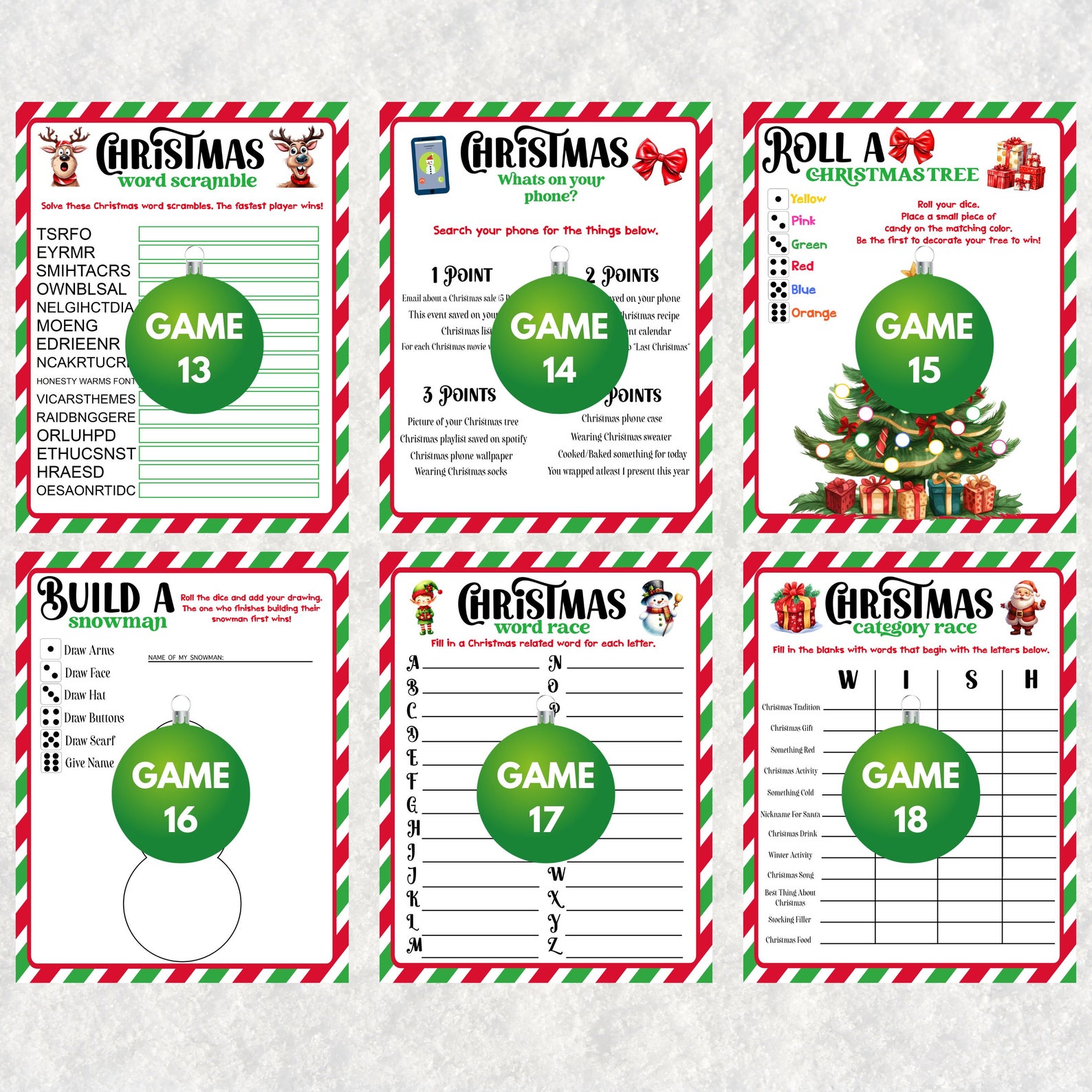 26 Printable Christmas Game Bundle, Christmas Family Games, Christmas ...