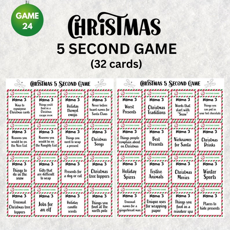 26 Printable Christmas Game Bundle, Christmas Family Games, Christmas