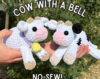 No-Sew Cow with a Bell Crochet Pattern | FREE YouTube Tutorial (see description before purchase)