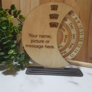 Personalised Perpetual Calendar, wooden gift, desktop accessory, office gift