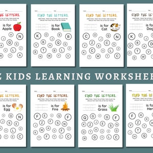 26 Alphabet Worksheets, Handwriting Practice, Find the Letter, Trace & Color, Digital download, Preschool, Kindergarten, Printable Worksheet