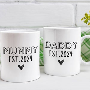 Mummy Daddy Est Mug Set: New Parent Gift, Baby Announcement