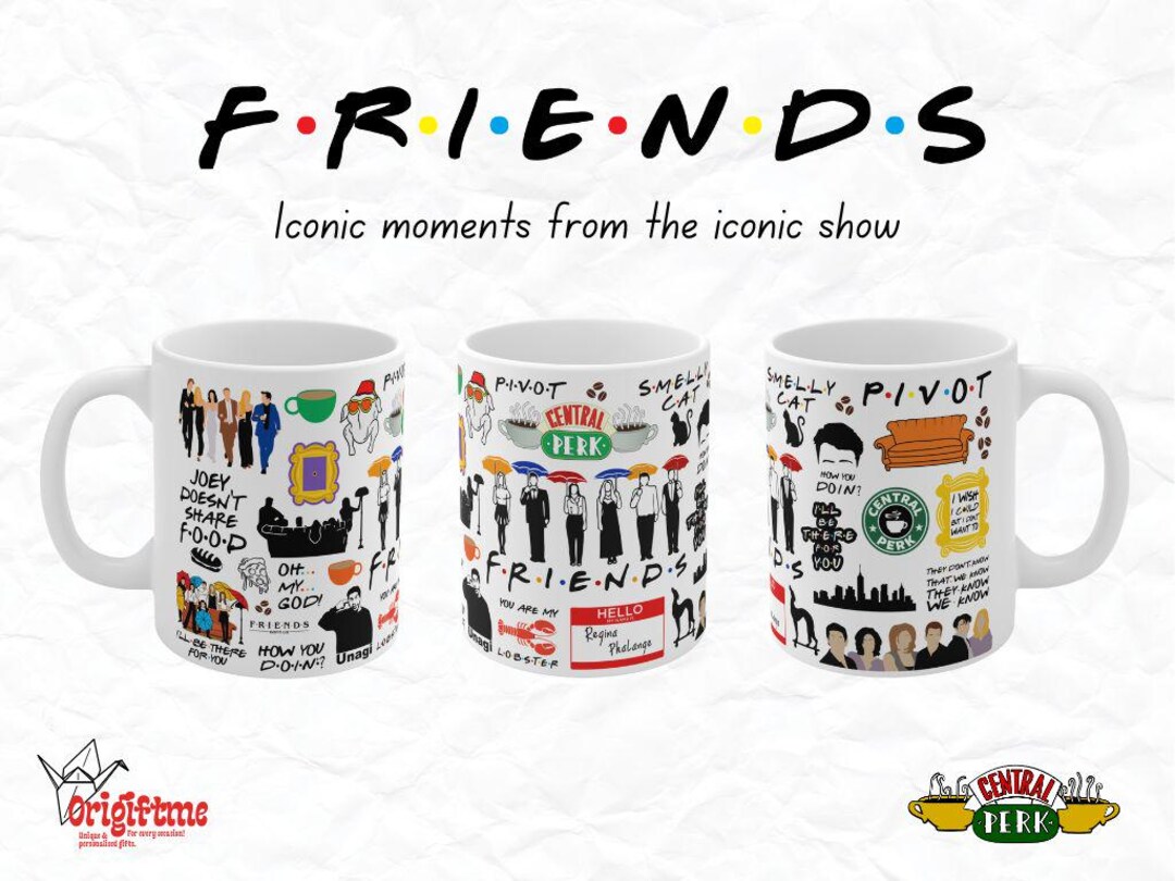 Friends Sitcom Series Sofa Pivot Shut Up Bianco tazza di caffè con Nero Rim & Handle Mug