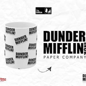 Dunder Mifflin Logo Mug, The Office US TV Show Mug, Gift for Fan of The Office TV Show, Funny Birthday Gift, All Over Print Mug