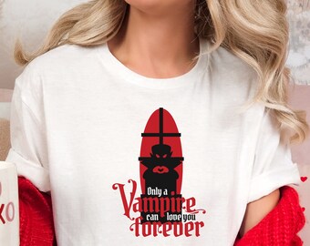 Vampire Love Forever Shirt, Cute Valentines Shirt, Valentines Graphic Tees, Valentines Vibes, Vintage, Retro, Galentines Day, Heart Shirt
