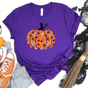 Skulls and Spiders Shirt, Wormy Apples, Pattern, Halloween Shirt, Cute Pumpkin Halloween, Spooky Season