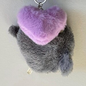 My Neighbor Totoro soot sprite Faux fur BIG Heart Plushie Coin purse bag charm Purple