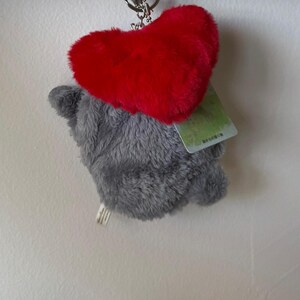 My Neighbor Totoro soot sprite Faux fur BIG Heart Plushie Coin purse bag charm Red