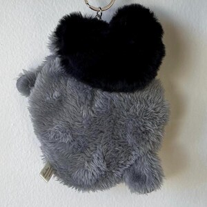 My Neighbor Totoro soot sprite Faux fur BIG Heart Plushie Coin purse bag charm Black