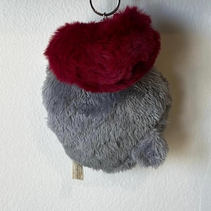 My Neighbor Totoro soot sprite Faux fur BIG Heart Plushie Coin purse bag charm Deep Red