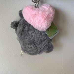My Neighbor Totoro soot sprite Faux fur BIG Heart Plushie Coin purse bag charm Baby Pink