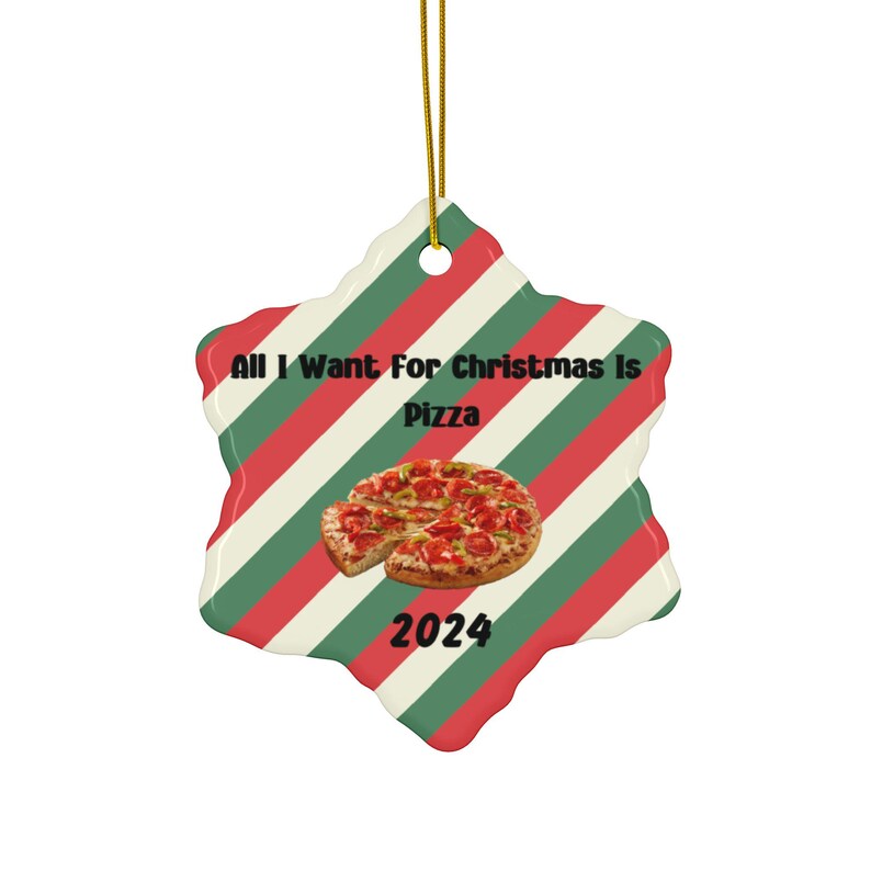 Funny Pizza Ornament, 2024, Xmas Tree Decor, Gift for Foodie, Bundle