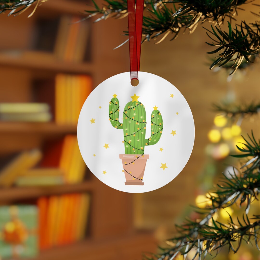 Merry Christmas Cactus Ornament, Metal Ornaments, Cactus Tree, Lights ...