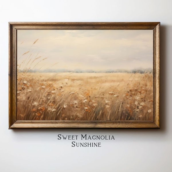 Wheat field oil painting, Printable wall art, Downloadable wall art, Vintage oil painting, Vintage Wheat field oil print, Digital wall art