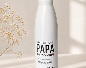 Gourde personnalisée Fête des Pères – Cadeau papa original – Bouteille réutilisable personnalisée – Idée cadeau papa