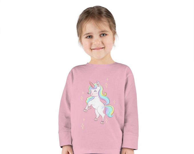 Unicorn- Pink- Blue Toddler Long Sleeve Tee