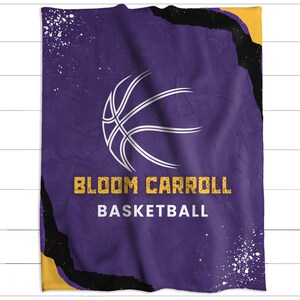 Bloom Carroll Bulldogs Basketball Blanket, Purple and Gold, Minky Blanket, Stadium Blanket, Sherpa Blanket, Christmas Gift, Birthday Gift
