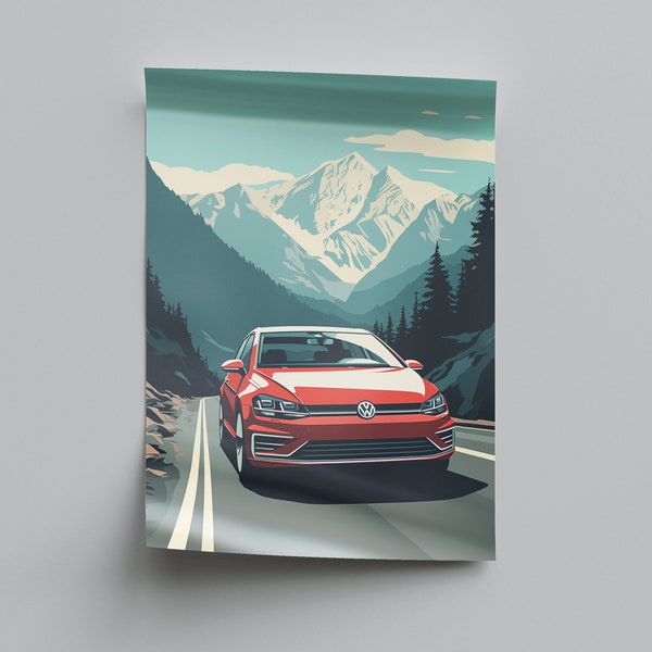 Volkswagen Golf Poster: Timeless Style and Performance! Premium Automotive Art.
