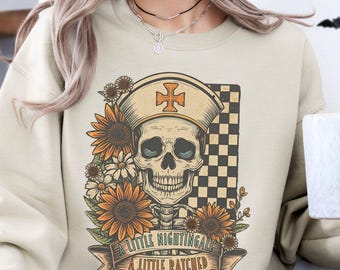 Funny Nurse shirt, A Little Ratched, A Little Nightingale RN sweatshirt, Vintage Halloween shirt, Sarcastic Meme shirt, Gothic Fall sweater