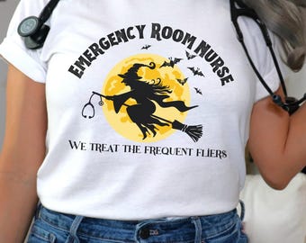Funny ER Nurse Halloween shirt, Spooky Season Emergency Department Group shirts, Witchy Vibes Emergency Room Nurse T-shirt, Boo Boo Crew tee