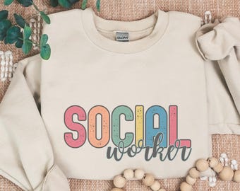 Shirt maatschappelijk werker, aangepaste cadeaus LCSW-maatschappelijk werker, sweater schoolbegeleider, psychiatrisch therapeut ronde hals, trui casemanager