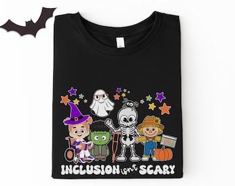 Inclusion Isn't Scary Halloween T-shirt, Spooky Season Mental Health shirt, Positive shirt for School Counselor, Teacher tee, Nurse gift