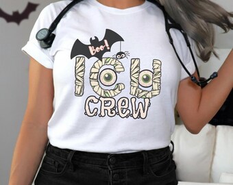 Halloween ICU Nurse shirt, Spooky Season Intensive Care Unit Nurse T-shirt, Funny PICU Registered Nurse tee, Silly NICU Nurse crewneck