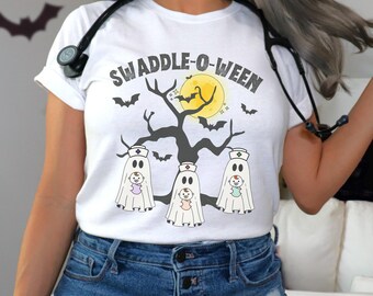 Halloween NICU Nurse shirt, Spooky Season Mother Baby Nurse Tshirt, Labor and Delivery Nurse Halloween crewneck, Postpartum Nurse Fall shirt
