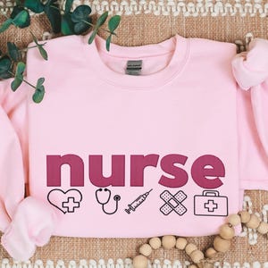 Embroidered Nurse sweatshirt, Custom Embroidery for Nurse shirt, Cute Nursing School Graduation gift, Customized Nurse gifts, RN sweatshirt