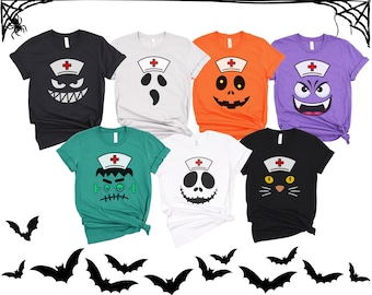 Halloween Monsters Group Nurse shirts, Funny Halloween ICU Nurse costumes, Spooky Season Nurse T-shirt, Matching Ghost Boo Boo Crew shirts
