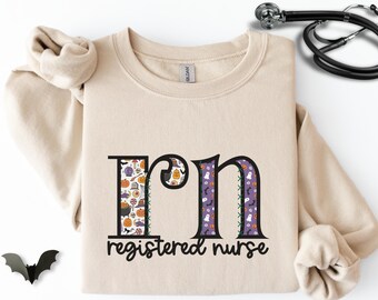 Halloween RN sweatshirt, Spooky Season Registered Nurse shirt, Nursing Student Pumpkin shirt, NICU Nurse Fall sweater, Medical Ghost shirt