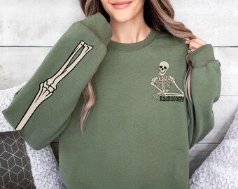 Custom Radiology Skeleton sweatshirt, Anatomical Skeleton shirt, Radiology Student Graduation gift, RAD Tech Week gifts, X-ray Tech crewneck