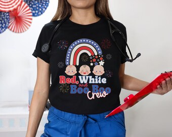 4th of July Pediatric Nurse T-shirt, Red White and Boo Boo Crew shirt, Independence Day Medical Assistant gift, Fourth of July ICU Nurse tee
