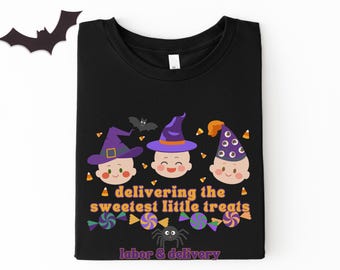 Labor and Delivery Nurse Halloween shirt, Spooky Season Mother Baby Nurse T-shirt, Witchy Postpartum Nurse crewneck, LDRP Nurse Group shirts