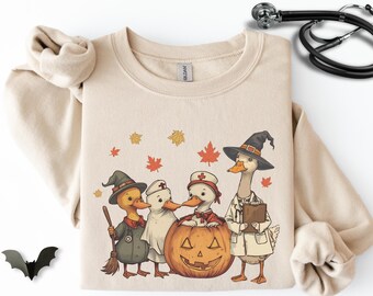 Vintage Halloween Silly Goose Nurse shirt, Spooky Season Nursing sweatshirt, Cute NICU Nurse Halloween shirt, Retro Nurse Fall sweater