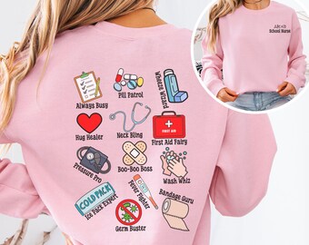 Personalized School Nurse shirt, Funny Back to School Nurse gift, Custom First Day of School RN sweatshirt, Last Day of School Nurse sweater